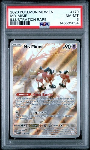 2023 POKEMON MEW EN-151 ILLUSTRATION RARE #179 MR. MIME PSA 8