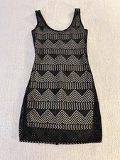 Material Girl Dress Size Small Black Sleeveless Bodycon Black Under Lace Lining