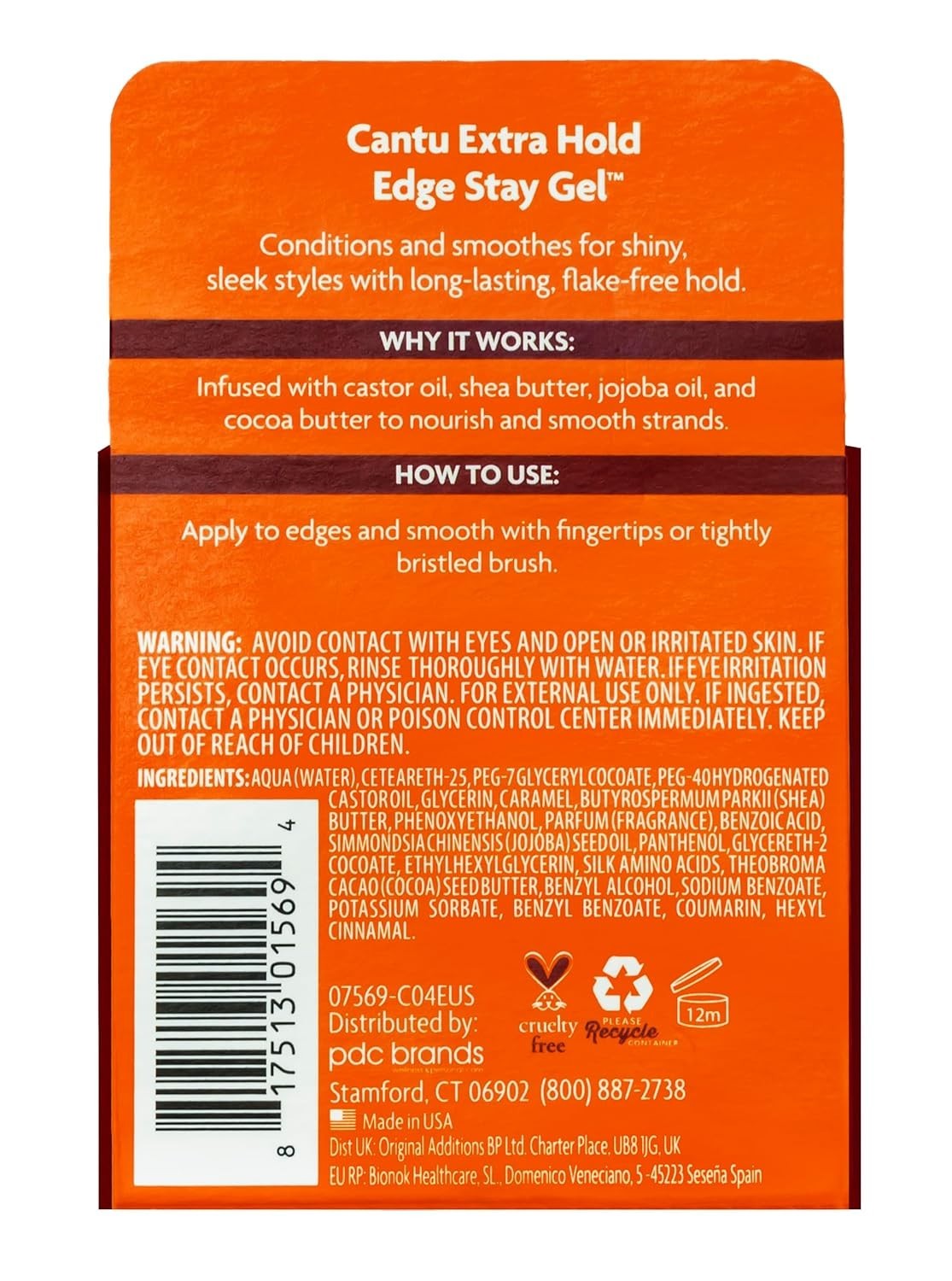 Long-Lasting Edge Stay Gel, 2.25 Oz - Ultimate Control for Wavy & Curly Hair