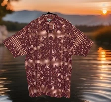 Manuhealii Kukui Button Up Pullover Hawaiian Palaka Polo Shirt Mens Size 3XL Red