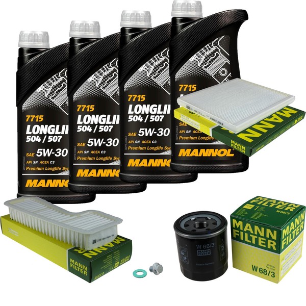 MANN-FILTER Inspektionspaket Mannol 4L Longlife 5W-30 FüR Toyota Rav 4 Ii 1.8-image