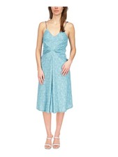 MICHAEL KORS Womens Dress Aqua Twist Front Spaghetti Strap Chain Adjustable XL