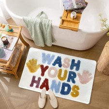 16x24 Inch Wash Your Hands Funny Bathroom Rug Cute Non Slip Soft Bath Mat