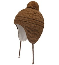 Toddler Boys Girls Fleece Lined Knit Kids Hat with Earflap Winter 1-3T Brown