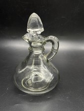 Vintage 5.5" Clear CRUET Bottle w Stopper Oil Vinegar Dressing Serving Ware