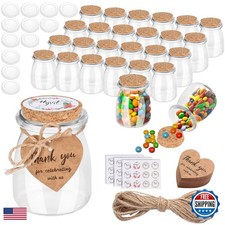 Aixiang 30 Set 3.5 Oz Glass Jars Cork Lid Airtight Seal - Rustic Wedding Favors