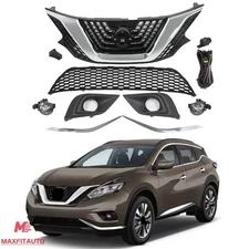 For Nissan Murano 2015-2018 Front Grille Bumper Trim Molding&Foglights Set 8pcs