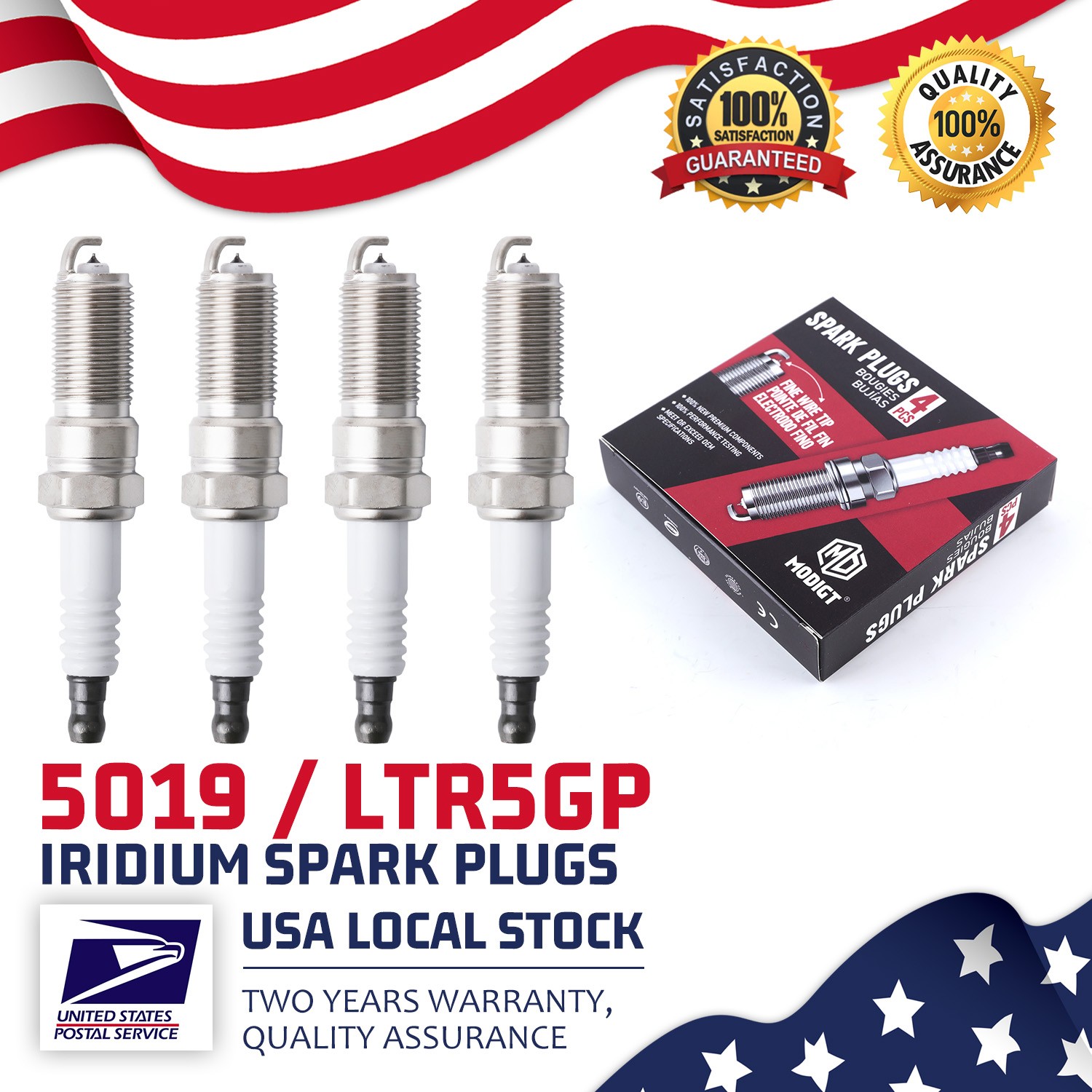 Premium 4 Pcs OEM Replacement For NGK 5019/LTR5GP Iridium Spark Plug OEM Quality