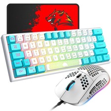 60 Gaming Keyboard and Mouse Combo Samll Mini RGB Backlight Mechanical Feeli...