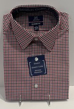 Mens George Red Check Button Up Shirt Stretch Collar Wrinkle Resistant Sm NEW 