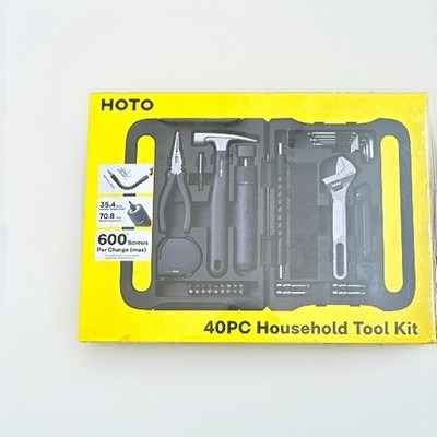 HOTO 40PC Household Tool Set w/ Hard Case, Black Matte, New Sealed Box