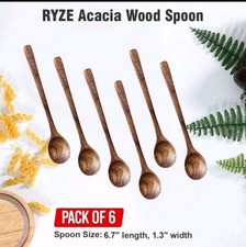 6 RYZE Brand Handmade  Wooden Acacia Spoon GE...
