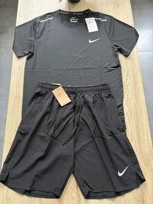 Nike ensemble running homme XL 2 pièces t-shirt manches courtes + short noir - Photo 1/3