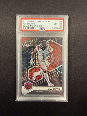 2022 Panini Mosaic Draft Picks A.J. Brown Black Mosaic 1/1 PSA 10 Ole Miss 
