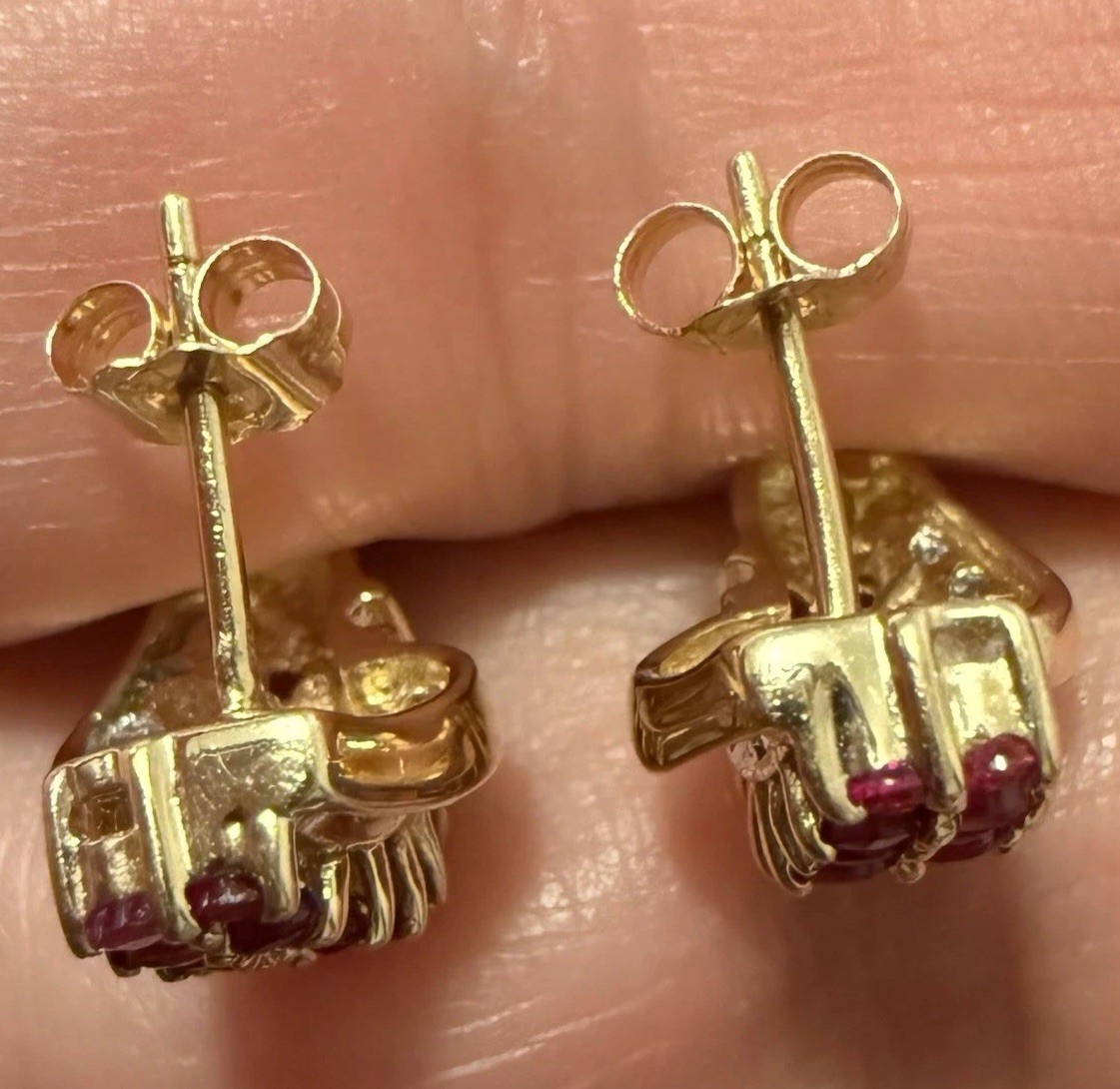4g Solid 14k Yellow & White Gold Ruby Natural Dia… - image 10
