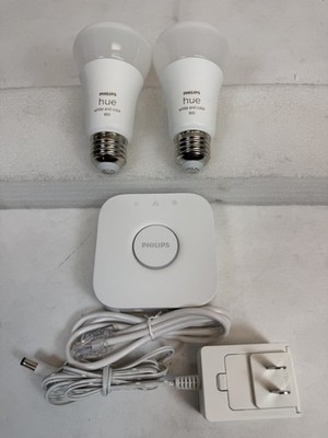 Philips Hue Smart Light Bulbs Starter Kit with 2x 60W Bulbs and Bridge -NO BOX
