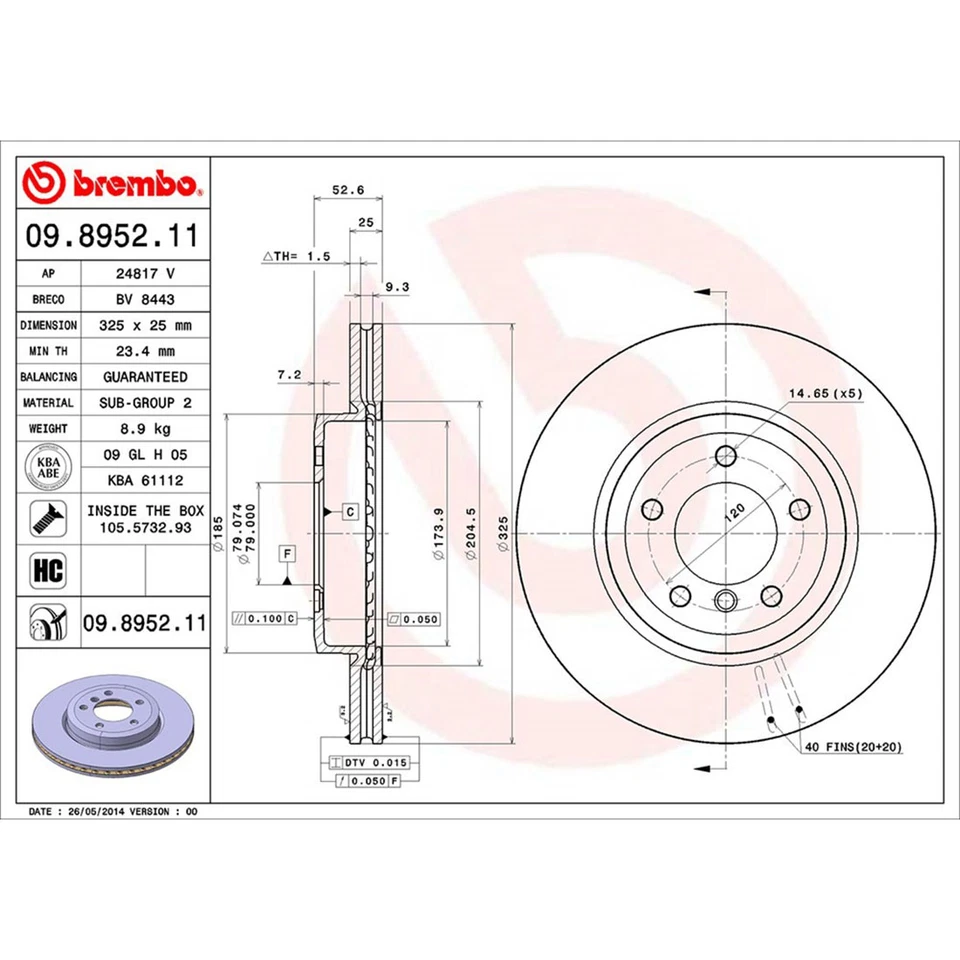 Juego de pastillas de freno de disco delanteras traseras rotor de freno de disco Brembo para BMW Z4 2006-2007 Foto 2 de 4