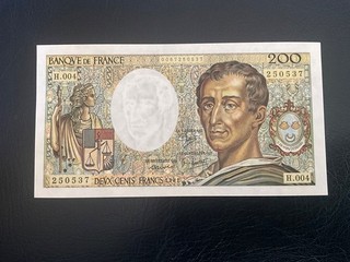 200 France Francs banknote dated 1981 UNC