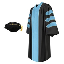 Unisex Deluxe Doctoral Graduation Gown and 8 Sided Tam Package with Gold Piping