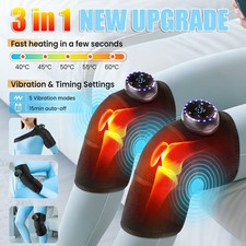 3in1 Cordless Knee Massager with Infared Heat Vibration Therapy LED Light Screen
