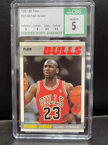 1987 FLEER #59 MICHAEL JORDAN CSG 5! 8 on centering and 8.5 edges!!