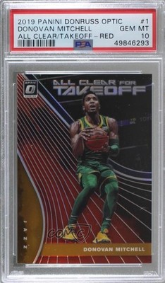 2019 Donruss Optic All Clear for Takeoff Red Prizm 39/99 Donovan Mitchell #1 3b3