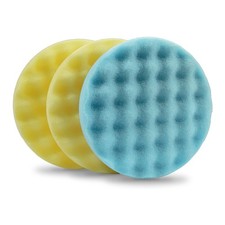 5.5” Waffle Foam Pad Kit (3-Pack) – Yellow & Blue Polishing Pads for Compound...
