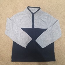 OshKosh B gosh Fleece Boys 6 6A Zipper Jacket Sweater Gray Navy Stripe