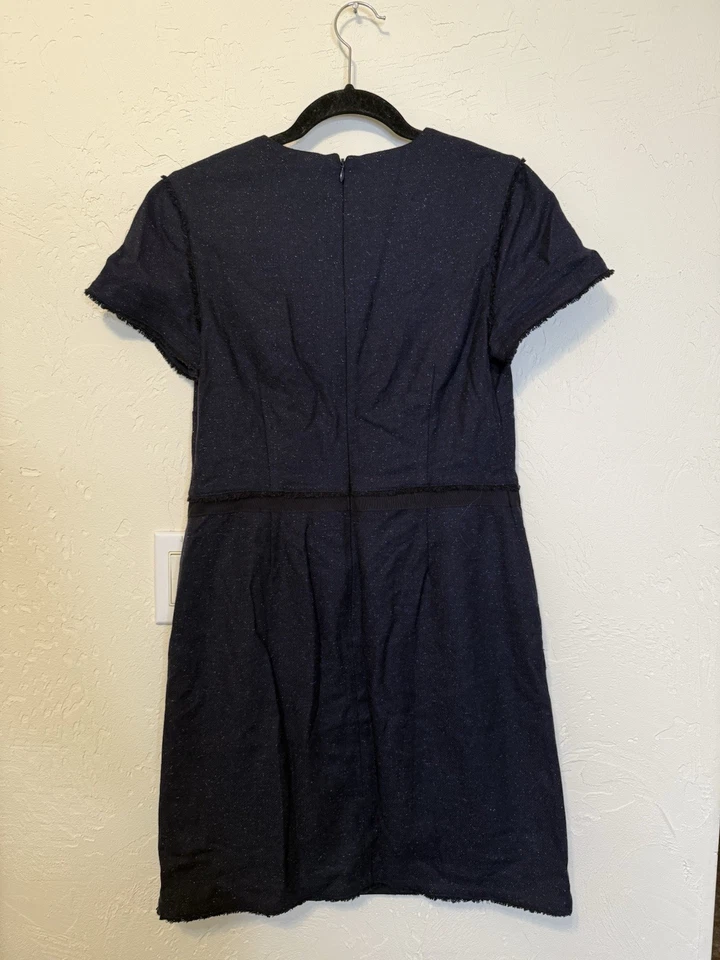 Vestido Vaina Banana Republic Para Mujer 4 Azul Marino Mezcla Lana Tweed Seda Forrado Foto 2 de 4