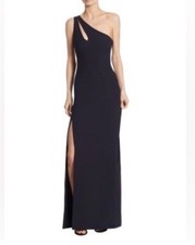Cinq A Sept Navy Gianna One Shoulder Front Slit Stretch Gown Size 6