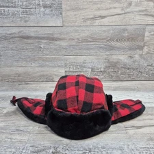 Plaid Winter Earflap Hat Cap Adult Mens Adjustable Fluffy Interior 