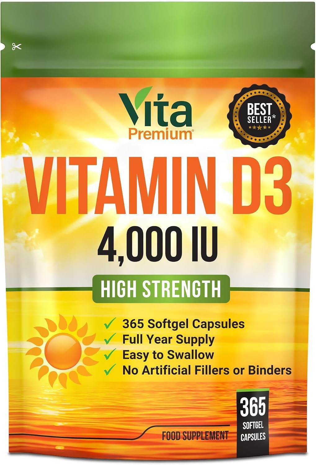 Vitamin D3 4000 IU Softgels 365 Easy to Swallow Maximum Strength Supplement - Image 2