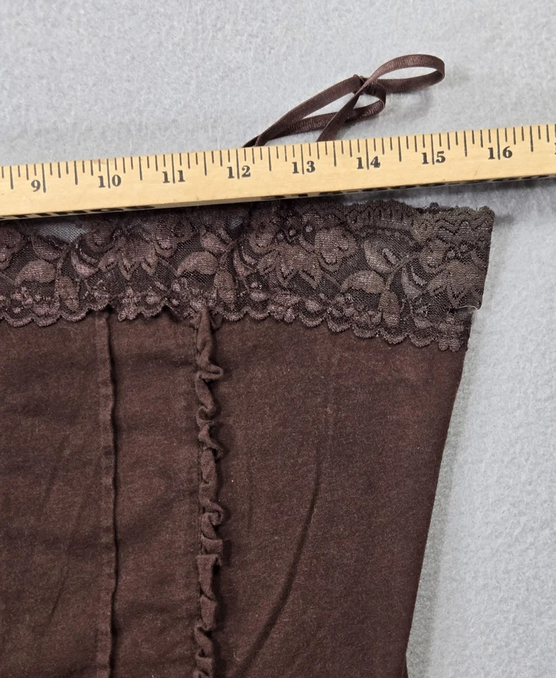 Camisa vintage autoestima para mujer S marrón camisola encaje ribete correa espagueti Foto 3 de 4