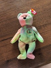 Ty Beanie Baby Peace Bear 1996 Multicolor Tye Dye PVC Collectible with Tag