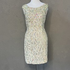 Mori Lee Madeline Gardner Ivory Beaded Sequin Lace Sheath Cocktail Dress