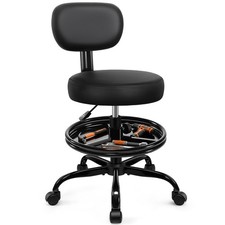 Shop Stool with Wheels for Garage, Mechanics Rolling Chair with Backrest, Adjust