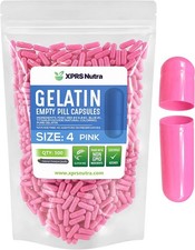 Size 4 Pink Empty Gelatin Pill Capsules Kosher Gel Caps Gluten-Free