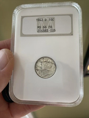 1942 D Mercury Dime NGC MS-66 FB Full Bands Old Holder