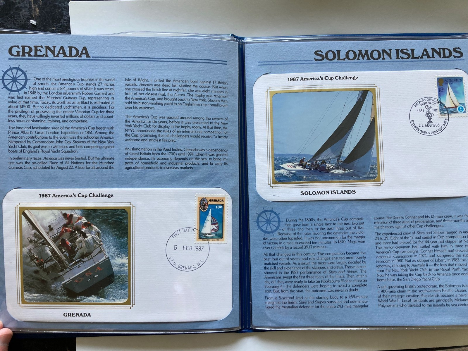 1987 America's Cup Challenge FDC First Day Covers Postal Stamp Panel - Nice!