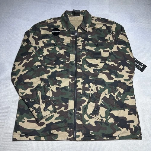 NEW Dogg Supply Snoop Dogg Reversible Jacket Mens Large Camo Khaki Full Zip NWT - product listing photo