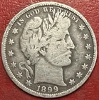 1899 Barber Silver Half Dollar. Free Shipping