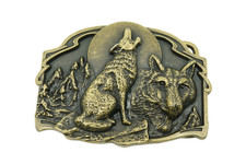 Wolf Howling Western Bronze Plated Metal Belt Buckle