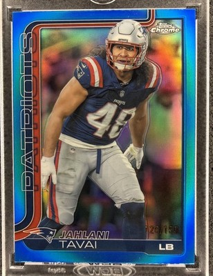 2025 Topps Chrome Football JAHLANI TAVAI Football Blue Refractor /150 # 213 Pats