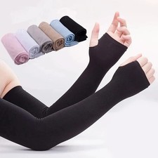 Women Long Elbow Fingerless Gloves Sun Protection