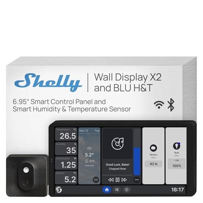 Shelly Wall Display x2 + BLU H&T Schwarz Bundle Panel Smart Home WiFi