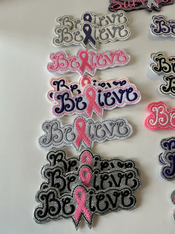 Cancer Survivor  Ribbon And “Believe” patch For Sewing. Many Colors. Lot Of 26 - Image 4 of 4