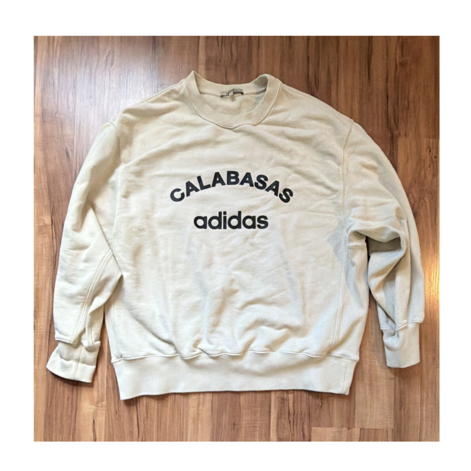 adidas Calabasas Yeezy Season 5 Men's Beige Crewneck Sweatshirt Size L