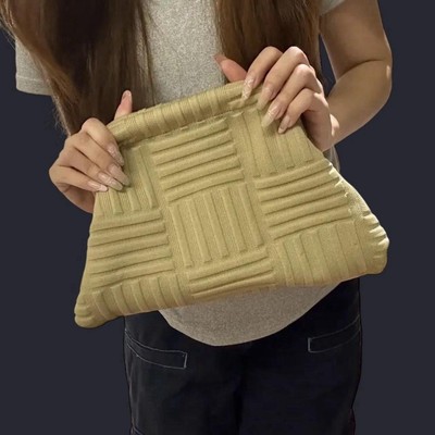 Women s Tan Fabric Clutch Bag, & Magnetic Snap Lined