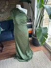 Miss Rosier Firoozeh Green Pleated One Shoulder Pleated Fitted Maxi Dress 14 New
