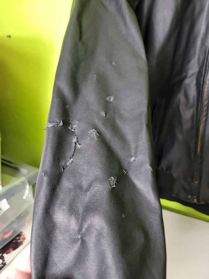 OBEY Imitación Cuero Chaqueta Bomber 2 en 1 Sudadera Abrigo Hombre Mediano  Foto 2 de 4